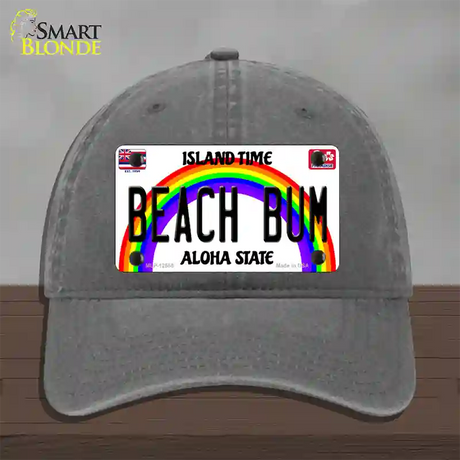 Beach Bum Hawaii Novelty License Plate Hat Unconstructed Cotton / Charcoal