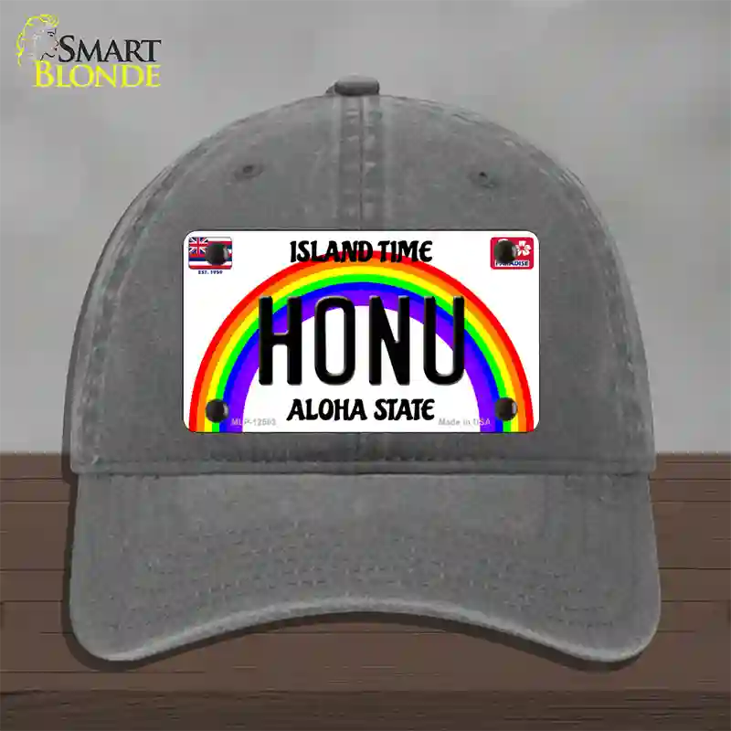 Honu Hawaii Novelty License Plate Hat Unconstructed Cotton / Charcoal