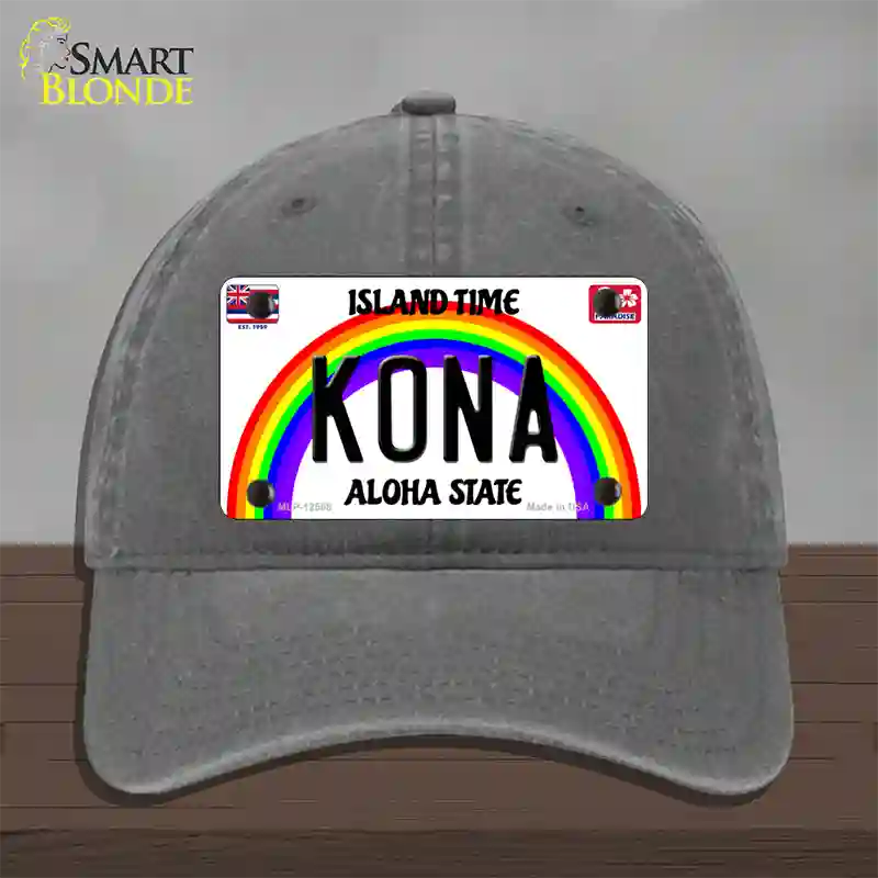 Kona Hawaii Novelty License Plate Hat Unconstructed Cotton / Charcoal