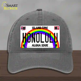 Honolulu Hawaii Novelty License Plate Hat Unconstructed Cotton / Charcoal