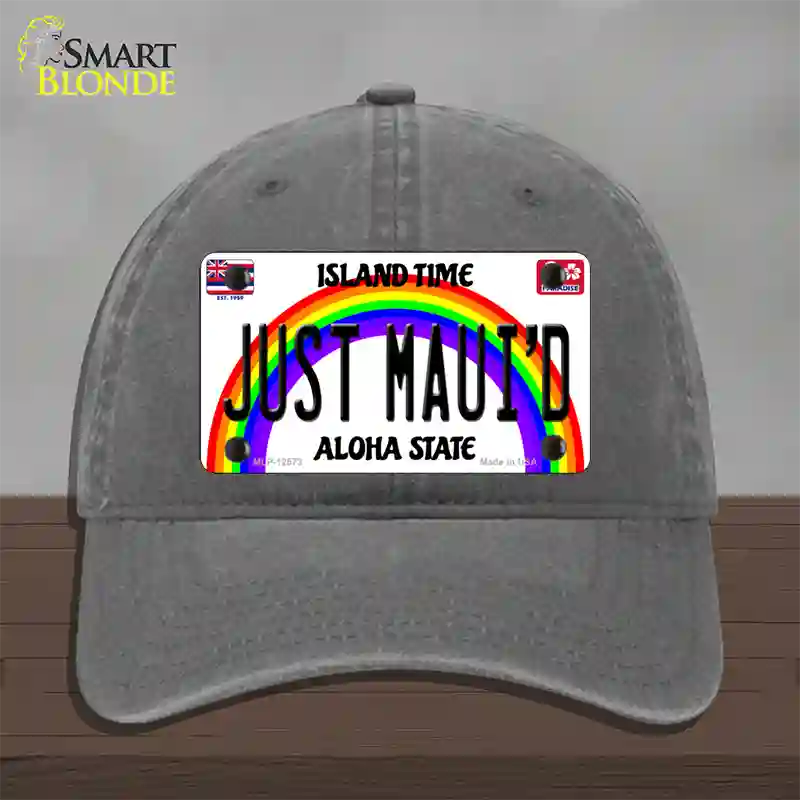 Just Mauid Hawaii Novelty License Plate Hat Unconstructed Cotton / Charcoal