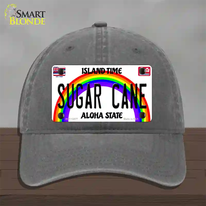 Sugar Cane Hawaii Novelty License Plate Hat Unconstructed Cotton / Charcoal