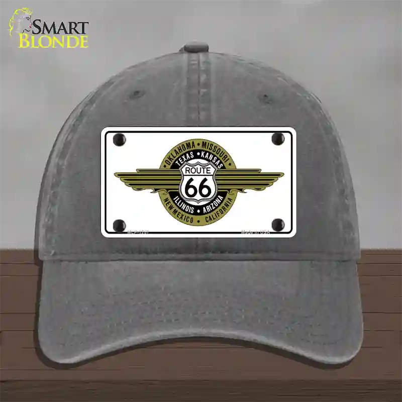 Route 66 Shield Emblem Novelty License Plate Hat Unconstructed Cotton / Charcoal