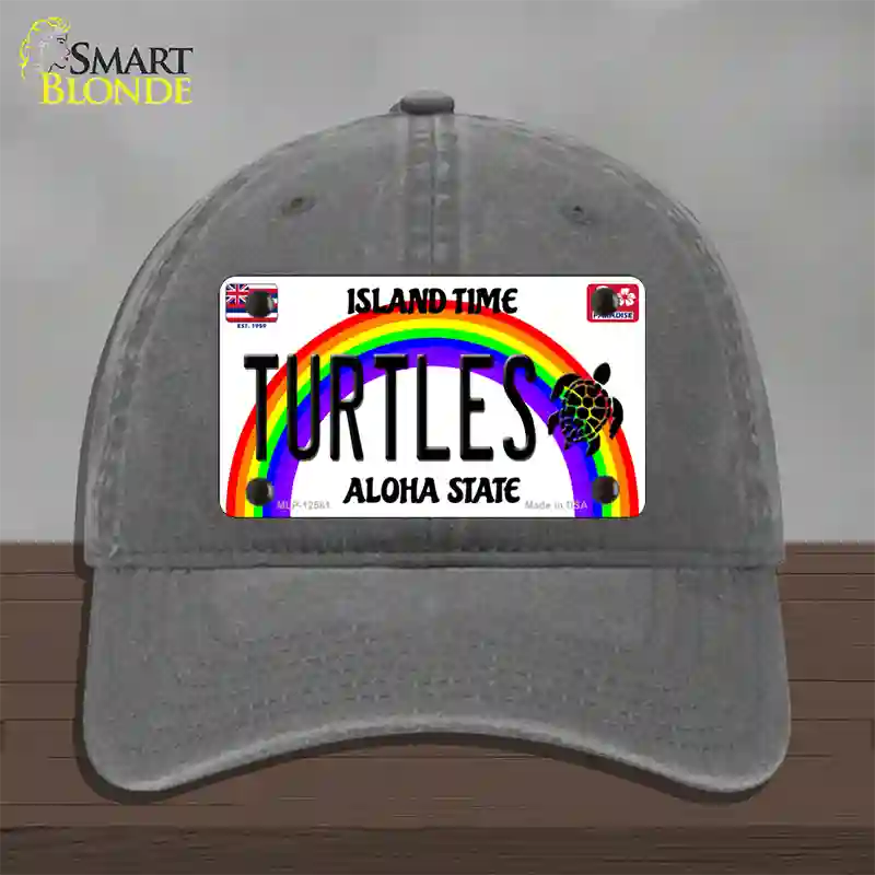 Turtles Hawaii Novelty License Plate Hat Unconstructed Cotton / Charcoal