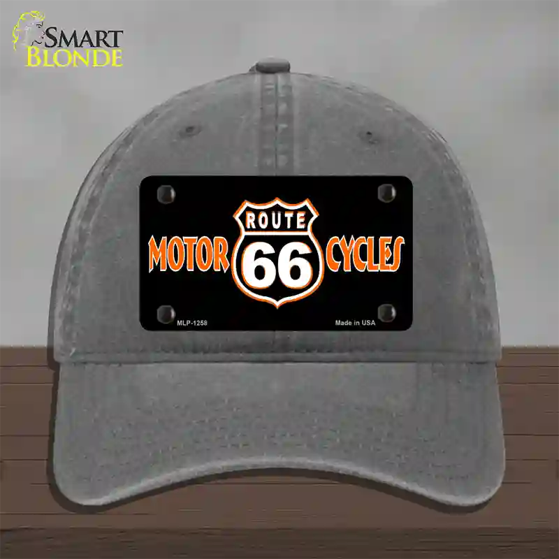 Route 66 Motorcycles Novelty License Plate Hat Unconstructed Cotton / Charcoal