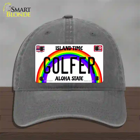 Golfer Hawaii Novelty License Plate Hat Unconstructed Cotton / Charcoal