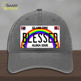 Blessed Hawaii Novelty License Plate Hat Unconstructed Cotton / Charcoal