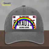 Paradise Hawaii Novelty License Plate Hat Unconstructed Cotton / Charcoal