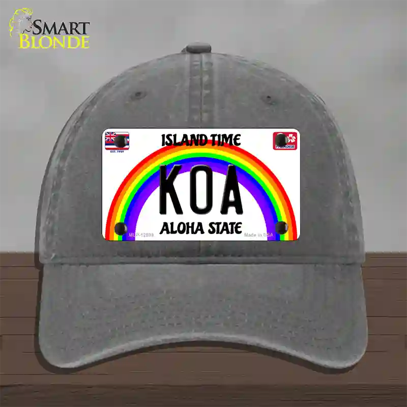 Koa Hawaii Novelty License Plate Hat Unconstructed Cotton / Charcoal