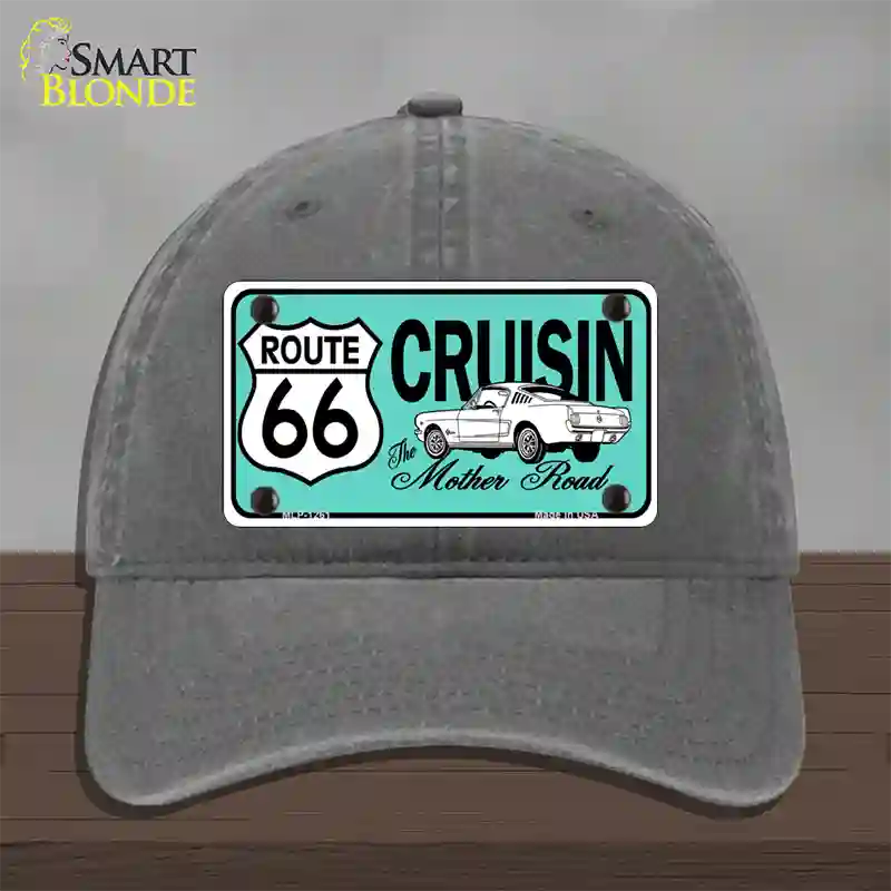 Route 66 Retro Cruisin Novelty License Plate Hat Unconstructed Cotton / Charcoal