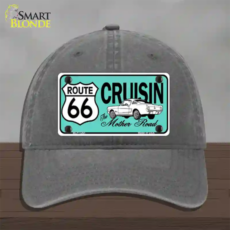 Route 66 Retro Cruisin Novelty License Plate Hat Unconstructed Cotton / Charcoal