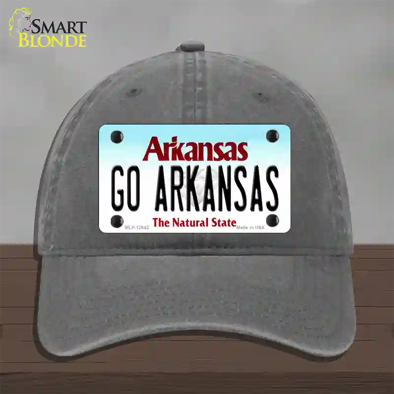 Go Arkansas Novelty License Plate Hat Unconstructed Cotton / Charcoal