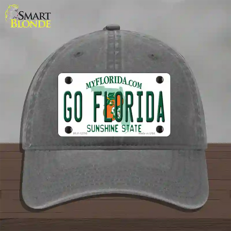 Go Florida Novelty License Plate Hat Unconstructed Cotton / Charcoal