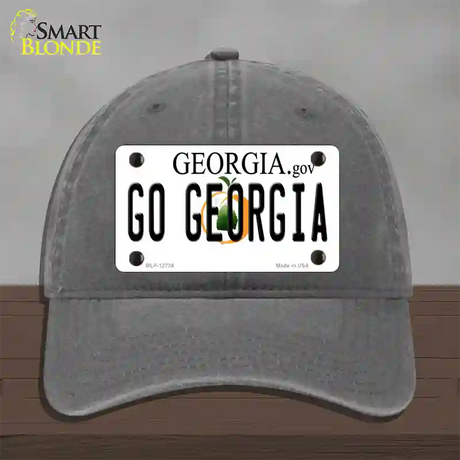 Go Georgia Novelty License Plate Hat Unconstructed Cotton / Charcoal