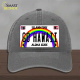 Go Hawaii Novelty License Plate Hat Unconstructed Cotton / Charcoal