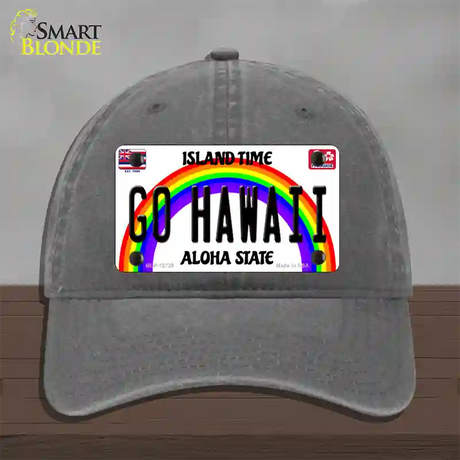 Go Hawaii Novelty License Plate Hat Unconstructed Cotton / Charcoal