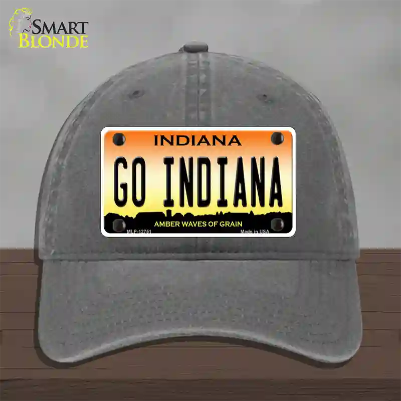 Go Indiana Novelty License Plate Hat Tag Unconstructed Cotton / Charcoal