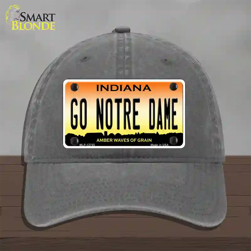 Go Notre Dame Novelty License Plate Hat Tag Unconstructed Cotton / Charcoal