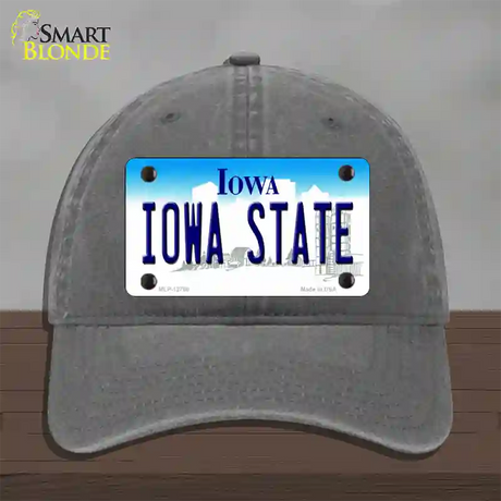 Iowa State Novelty License Plate Hat Tag Unconstructed Cotton / Charcoal