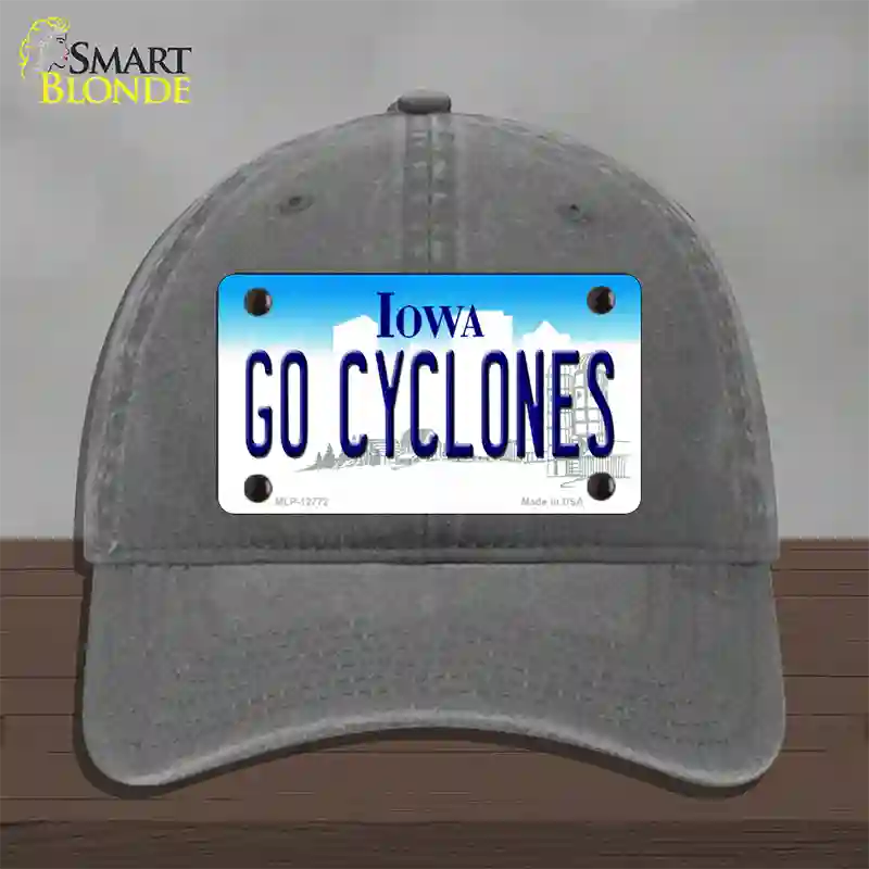 Go Cyclones Novelty License Plate Hat Tag Unconstructed Cotton / Charcoal