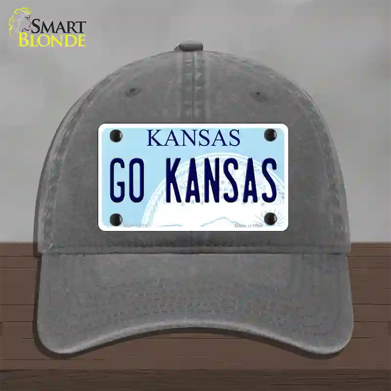 Go Kansas Novelty License Plate Hat Tag Unconstructed Cotton / Charcoal