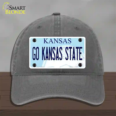 Go Kansas State Novelty License Plate Hat Tag Unconstructed Cotton / Charcoal