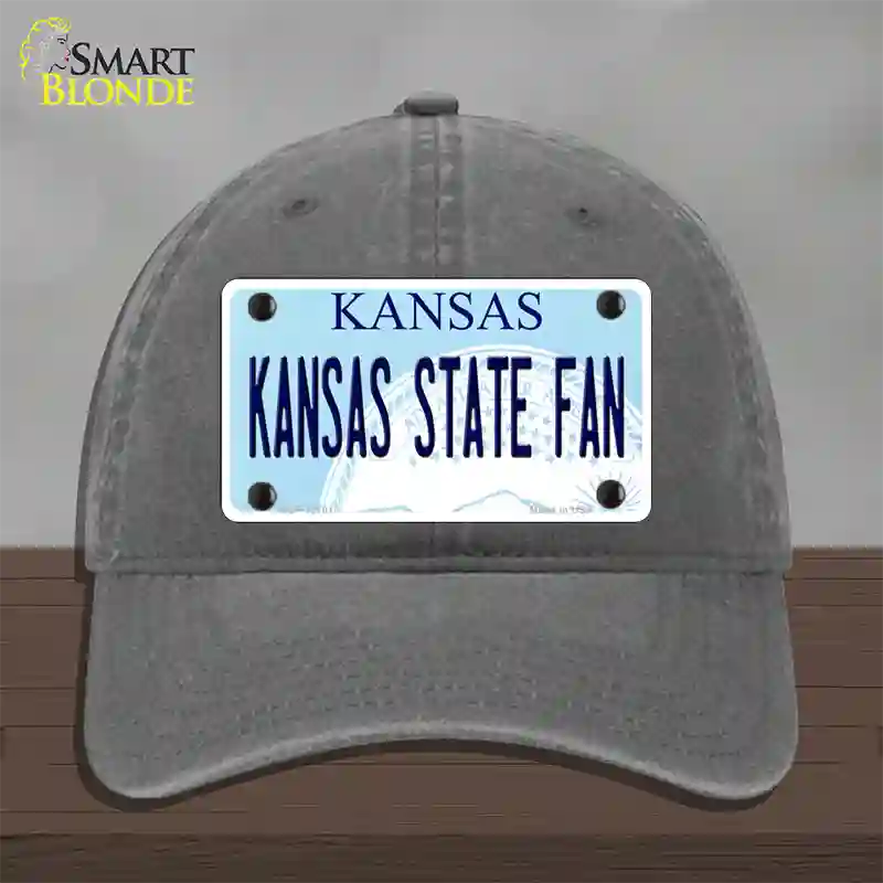 Kansas State Fan Novelty License Plate Hat Tag Unconstructed Cotton / Charcoal