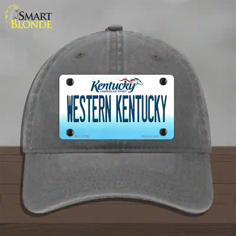 Western Kentucky Novelty License Plate Hat Tag Unconstructed Cotton / Charcoal