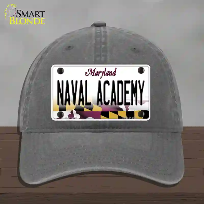 Naval Academy Novelty License Plate Hat Tag Unconstructed Cotton / Charcoal