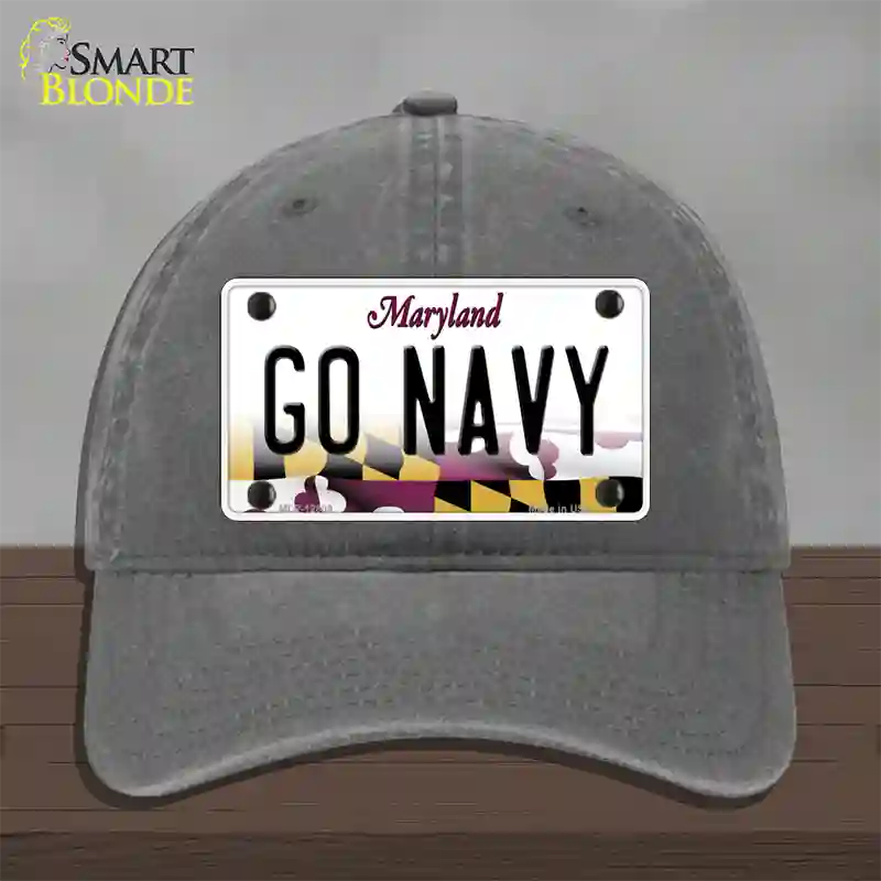 Go Navy Novelty License Plate Hat Tag Unconstructed Cotton / Charcoal