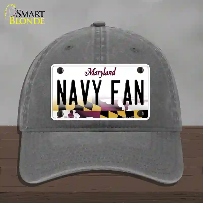 Navy Fan Novelty License Plate Hat Tag Unconstructed Cotton / Charcoal