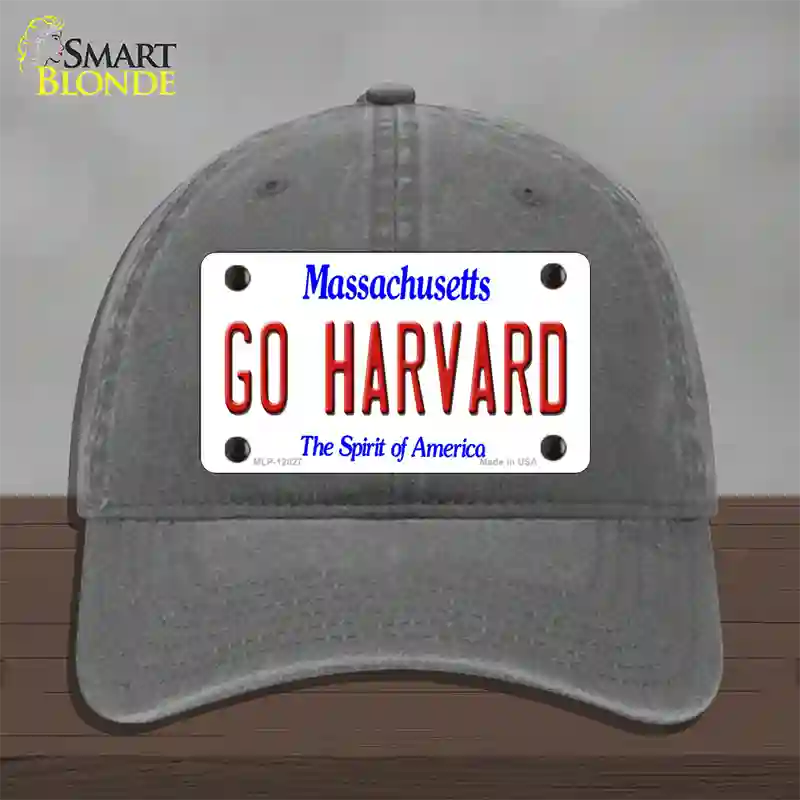 Go Harvard Novelty License Plate Hat Unconstructed Cotton / Charcoal