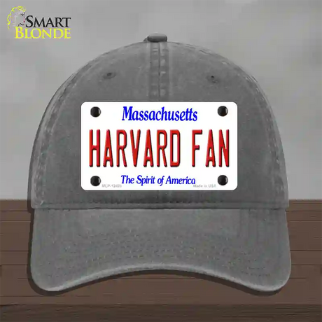 Harvard Fan Novelty License Plate Hat Unconstructed Cotton / Charcoal