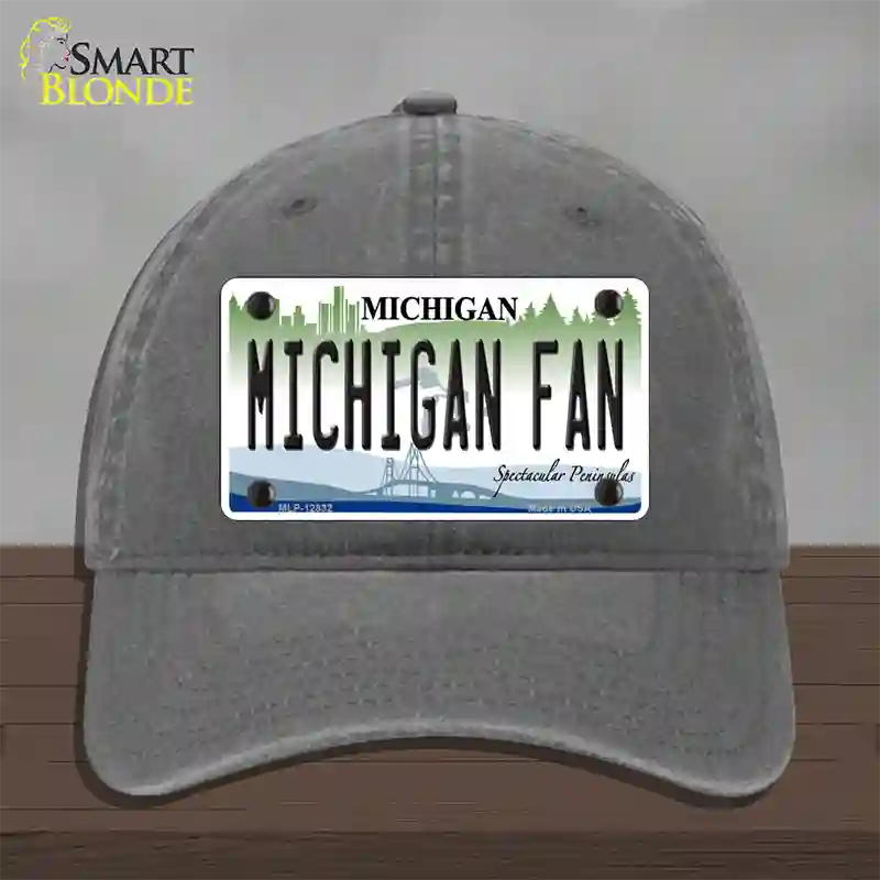 Michigan Fan Novelty License Plate Hat Unconstructed Cotton / Charcoal