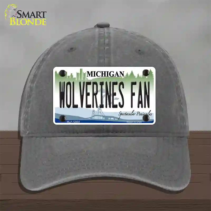 Wolverines Fan Novelty License Plate Hat Unconstructed Cotton / Charcoal