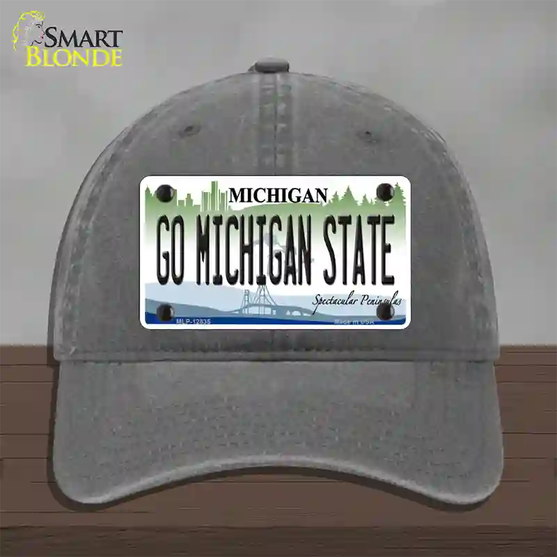 Go Michigan State Novelty License Plate Hat Unconstructed Cotton / Charcoal