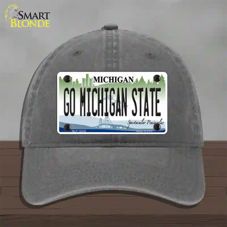 Go Michigan State Novelty License Plate Hat Unconstructed Cotton / Charcoal