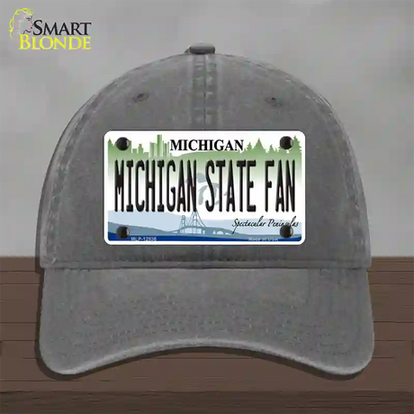 Michigan State Fan Novelty License Plate Hat Unconstructed Cotton / Charcoal