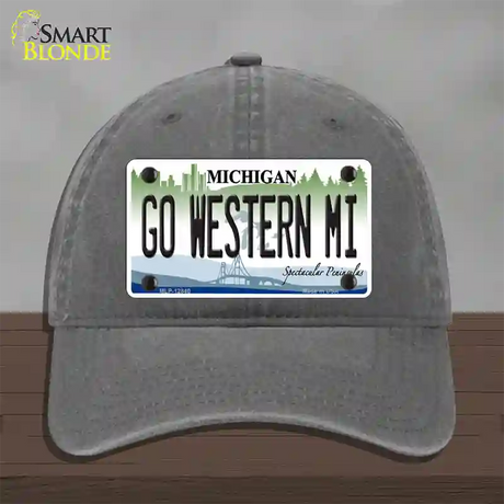 Go Western Michigan Novelty License Plate Hat Unconstructed Cotton / Charcoal