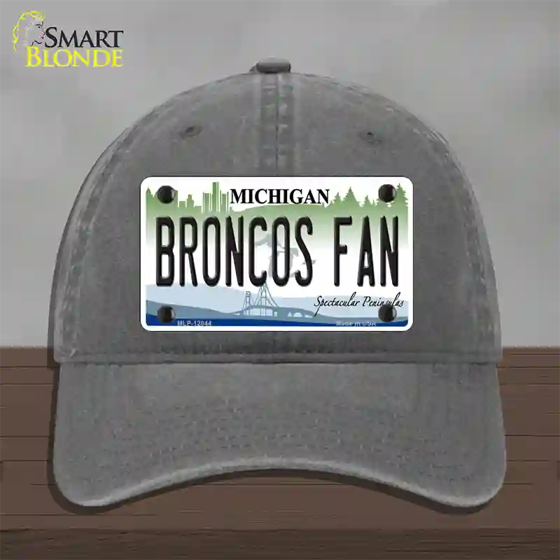 Broncos Fan Michigan Novelty License Plate Hat Unconstructed Cotton / Charcoal