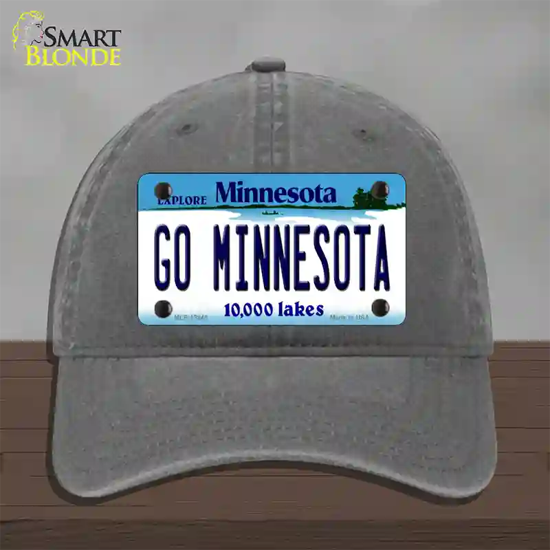 Go Minnesota Novelty License Plate Hat Unconstructed Cotton / Charcoal