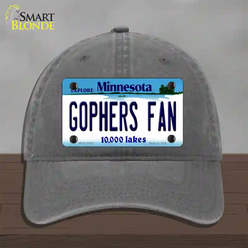 Gophers Fan Novelty License Plate Hat Unconstructed Cotton / Charcoal