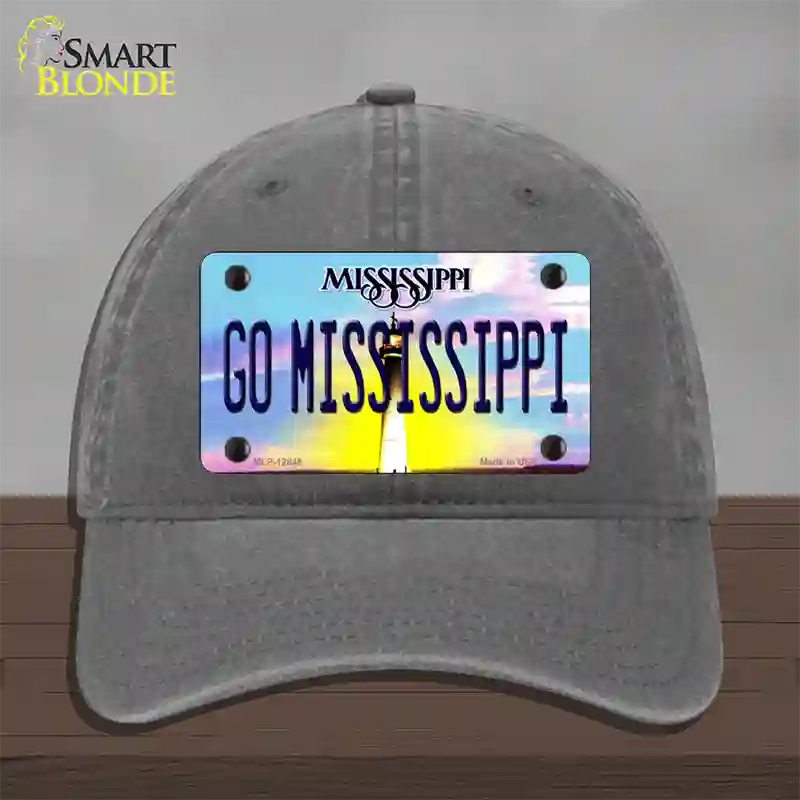 Go Mississippi Novelty License Plate Hat Unconstructed Cotton / Charcoal