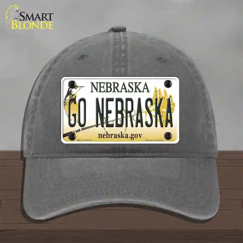 Go Nebraska Novelty License Plate Hat Unconstructed Cotton / Charcoal