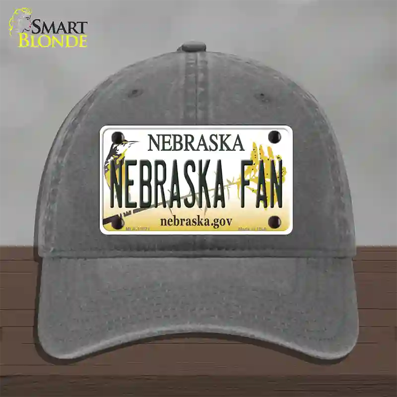 Nebraska Fan Novelty License Plate Hat Unconstructed Cotton / Charcoal