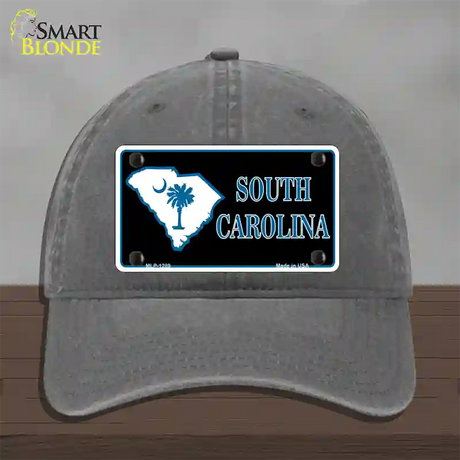 South Carolina Flag Novelty License Plate Hat Unconstructed Cotton / Charcoal