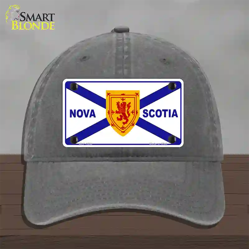 Nova Scotia Flag Novelty License Plate Hat Unconstructed Cotton / Charcoal