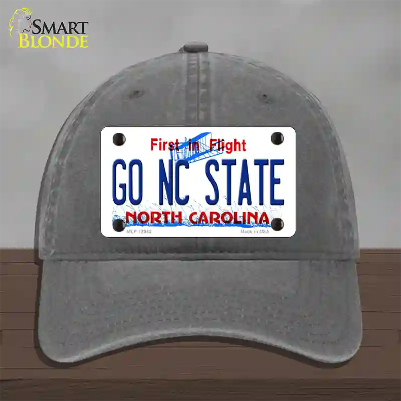 Go North Carolina State Novelty License Plate Hat Unconstructed Cotton / Charcoal