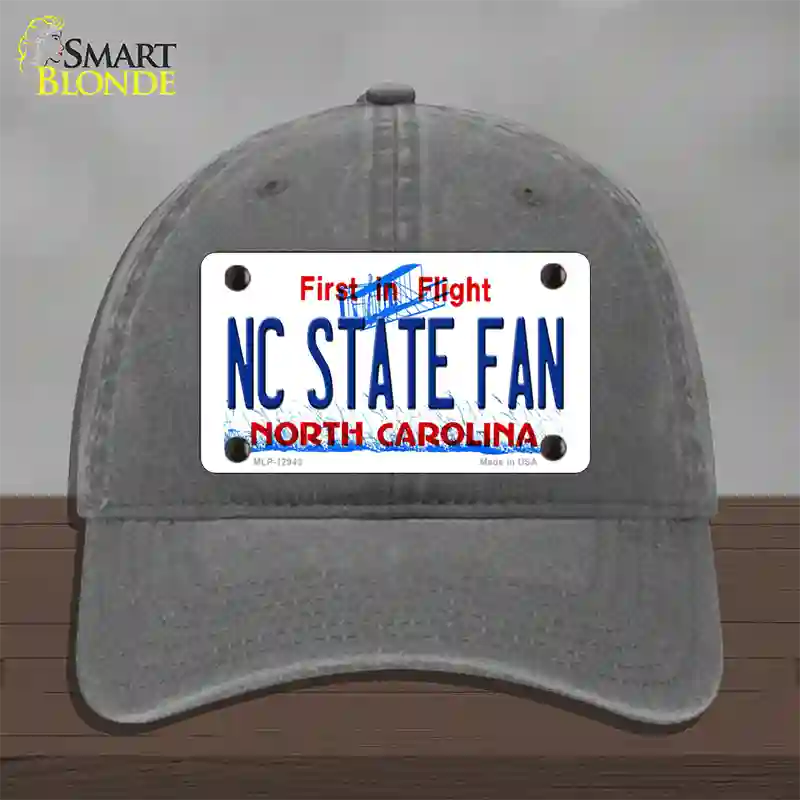 North Carolina State Fan Novelty License Plate Hat Unconstructed Cotton / Charcoal