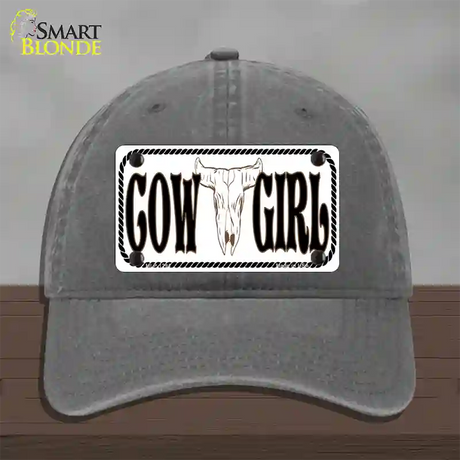 Cowgirl with Skull Novelty License Plate Hat Unconstructed Cotton / Charcoal